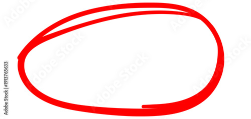 Hand drawn red oval outline abstract shape