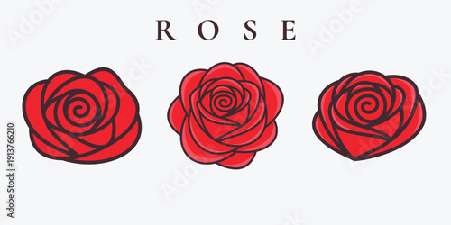 Red rose flower logo collection