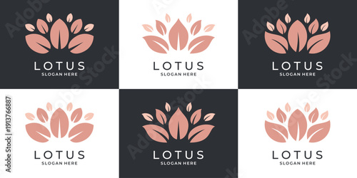 Elegant lotus leaf logo design collection