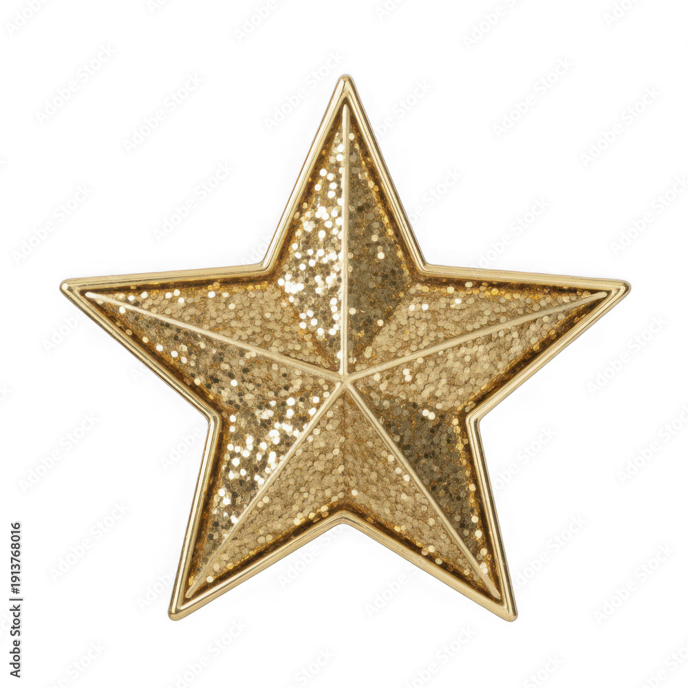 Fototapeta premium Gold glitter star badge icon isolated on transparent background