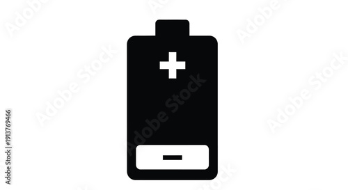 Simple black and white illustration of a single battery with positive terminal