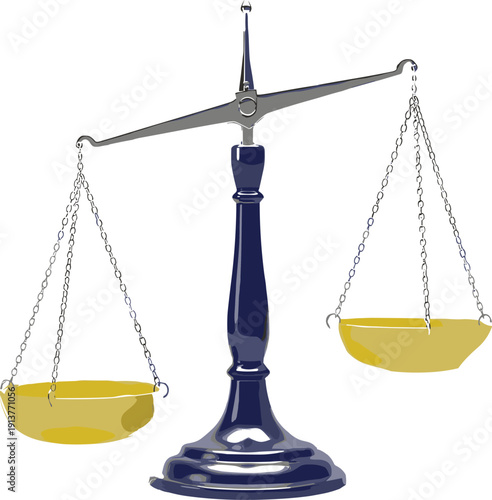 Balance scale illustration, weight comparison concept, fairness symbol, scientific measurement artwork, legal justice design, equilibrium vector graphic educational icon