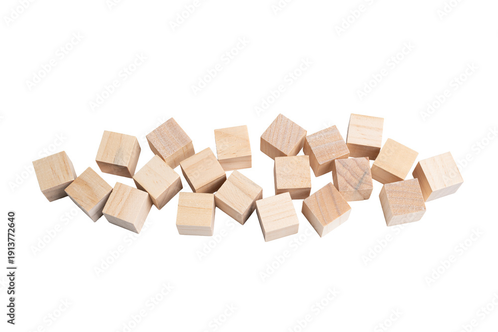 Obraz premium raw wood cubes scattered