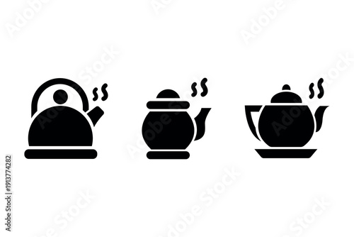 set of four different kinds of coffee cups and Cup hot icons design.Vector illustration. Solid icon collection.