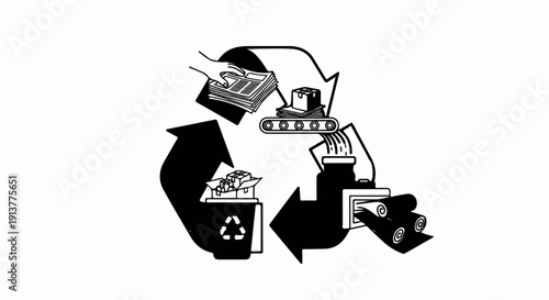 Diagram showing the process of recycling paper materials