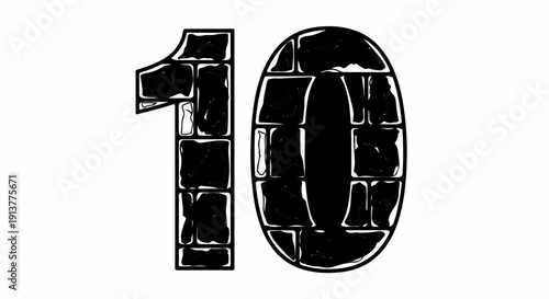 Digit ten with textured fill, graphic design