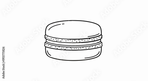 Delicate line drawing of a sweet, double-layered confection on a white background