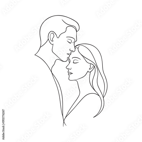 Minimalist Lovers Continuous Line Illustration