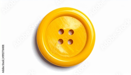 Wallpaper Mural Bright Yellow Round Button with Four Holes Torontodigital.ca