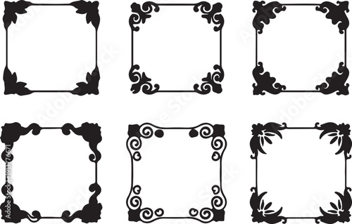 Elegant Ornate Square Frames Set – Decorative Borders for Invitations, Cards, and Graphic Design Projects