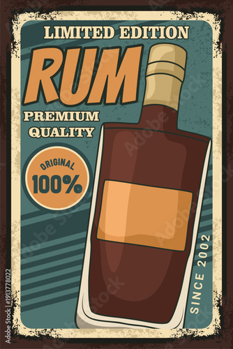 Vintage Style Rum Bottle Advertising Poster