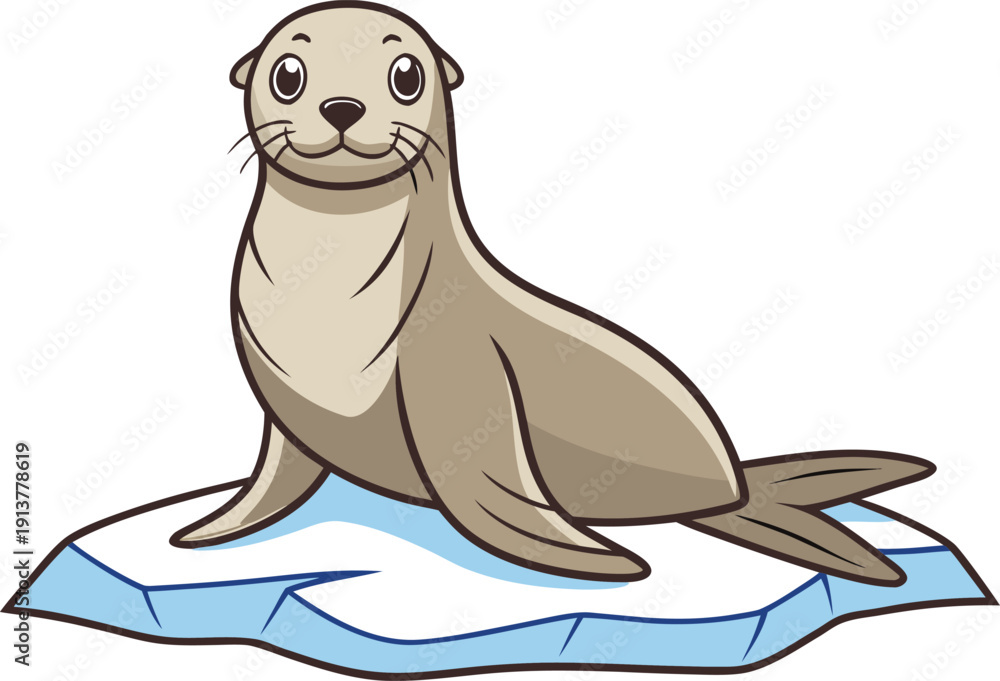 Fototapeta premium Seal Marine Mammal Illustration. Ocean Seal Wildlife Animal. Arctic Seal Full Body. Cute Seal Ocean Creature. Seal Coastal Wildlife Design. Marine Seal Isolated Animal. Northern Seal Aquatic Mammal