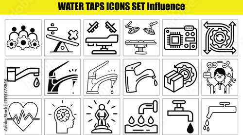 Modern, clean energy icon set featuring solar panels, wind turbines, batteries, lightning bolts, and eco symbols. Perfect for apps, websites, infographics, and sustainability branding. Scalable vector