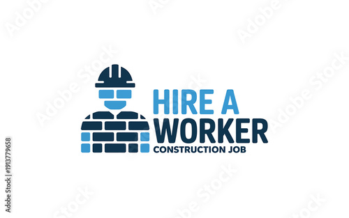 Hire a worker construction job labor employment icon logo