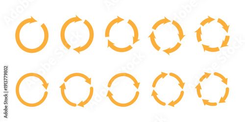 Circle arrow vector icon set. Rotation, recycle and refresh icon symbols. Vector illustration
