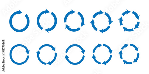 Circle arrow vector icon set. Rotation, recycle and refresh icon symbols. Vector illustration