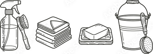 Gutter cleaning service and home roof maintenance vector illustration