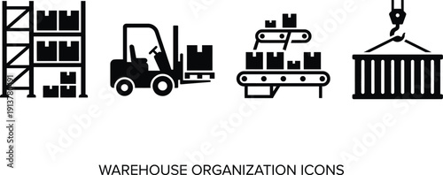 Warehouse storage organization in industrial distribution center vector