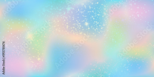 Unicorn magical bokeh background with pastel rainbow gradient and sparkling stars for fantasy design. Soft pink, purple and blue colors with glowing light effects. Dreamy fairy tale atmosphere.