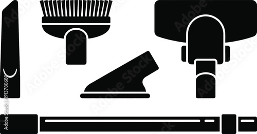 Vacuum cleaner attachments set for household cleaning maintenance