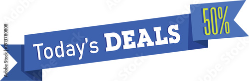 Blue banner with todays deals and 50 percent off text white