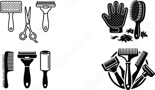 Pet grooming kit for professional fur removal and animal care