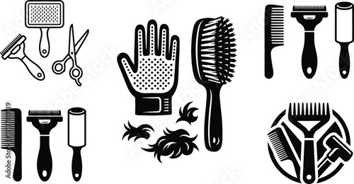 Pet grooming kit for professional fur removal and animal care