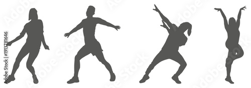 Dance performance silhouette collection set. Dancer silhouette collection.