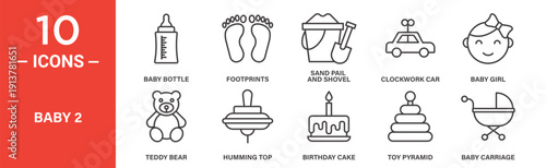 Baby icon set, baby vector symbol in black filled and outlined style.