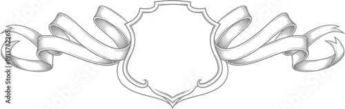 Ornate vintage frame with ribbons and scrollwork, viewed from the front, possibly for a certificate or picture