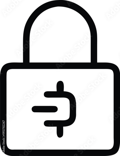 A black and white illustration of an unlocked padlock with a dollar sign inside
