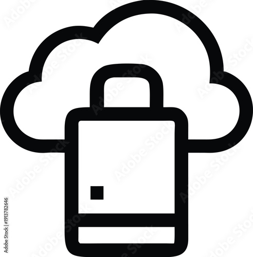 A secure cloud storage icon with a padlock symbolizing data protection and privacy.