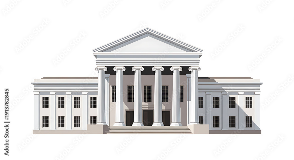 Fototapeta premium Majestic neoclassical public building with classic columns, symbolizing government, education, and justice