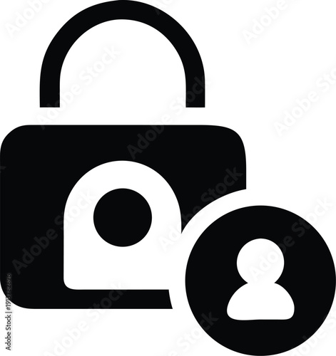 A secure lock with a person icon representing user authentication and privacy.