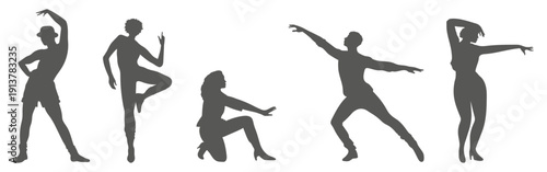 Dance performance silhouette collection set. Dancer silhouette collection.
