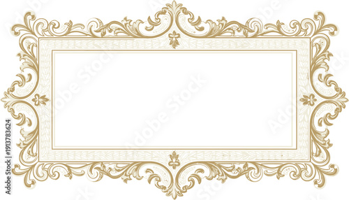 Ornate gold frame with intricate designs and swirling patterns on a luxurious border