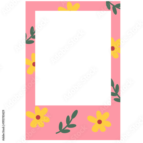 frame polaroid flowers colorfull vactor illustration