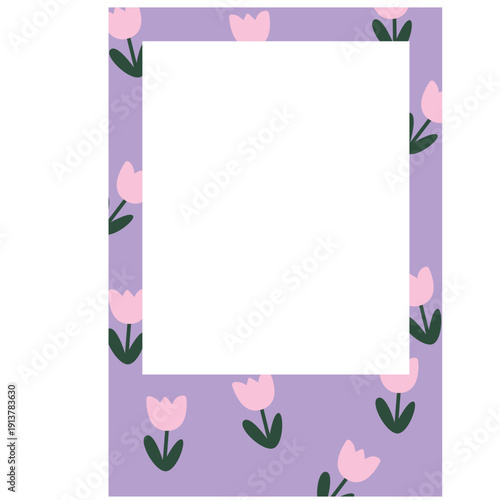 frame polaroid flowers colorfull vactor illustration