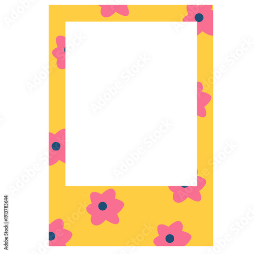 frame polaroid flowers colorfull vactor illustration