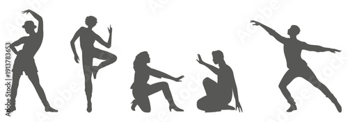 Dance performance silhouette collection set. Dancer silhouette collection.