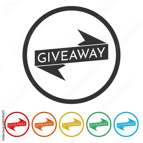 Giveaway banner. Set icons in color circle buttons