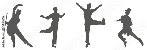 Dance performance silhouette collection set. Dancer silhouette collection.