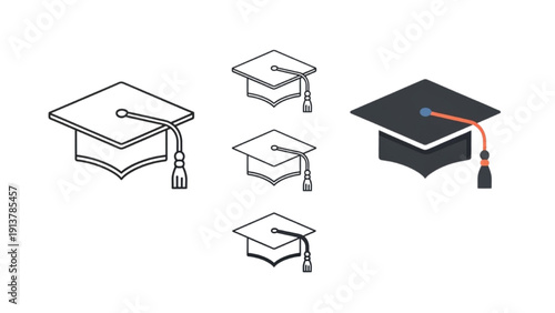 Graduation caps and tassels arranged neatly, symbolizing academic achievement and celebration