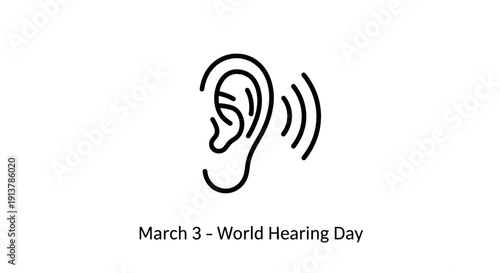 World Hearing Day ear icon symbolizing hearing awareness on March 3