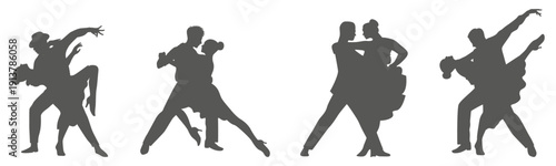 Ballroom dance couple silhouette collection