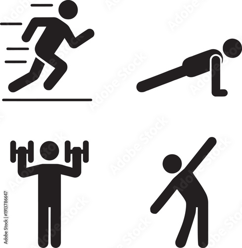 Cartoon man character running and exercising outdoors while checking his fitness tracker mobile application data on a smartphone.