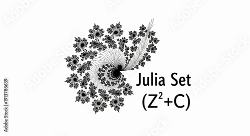 Intricate fractal pattern with mathematical notation on white background