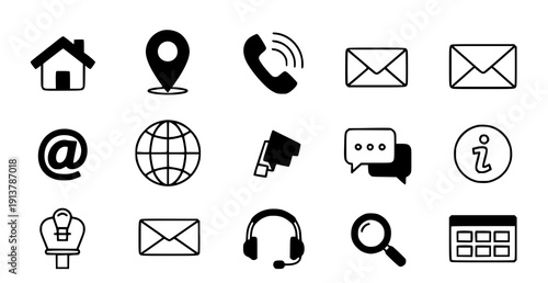 Modern glyph web and contact icons vector set for website and app design