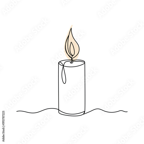 Memorial Day tOne line continuous three candle. Silhouette of burning memorial ceremony church tradition.Candle continuous one line drawing. Burning candle symbol. Vector illustration icon,