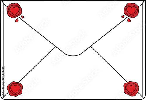 Envelope with hearts and roses illustration on a graphic design